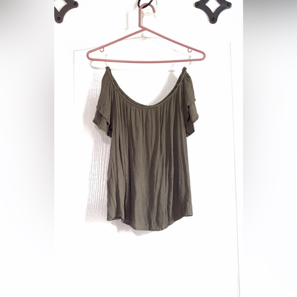 Tops - Women's Olive Off-Shoulder Top